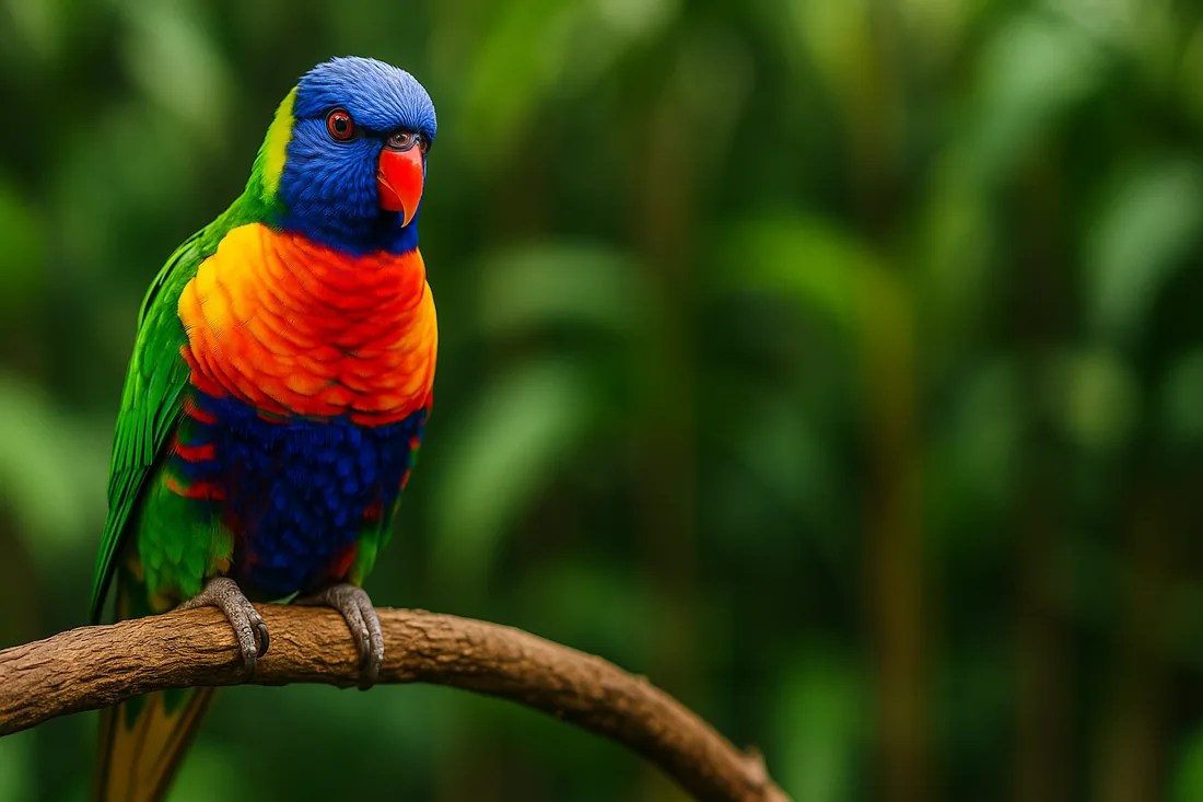 Loros coloridos en el bosque