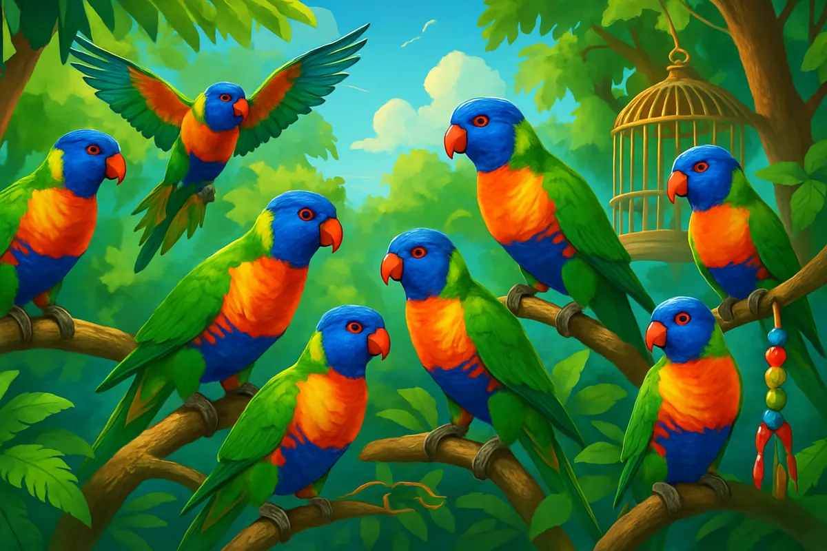 Loro en su jaula bien cuidado